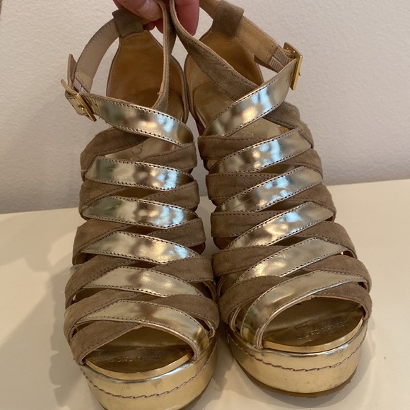 Jimmy Choo Wedges size 36 EEUC Worn Once Metallic Suede - Picture 3 of 7